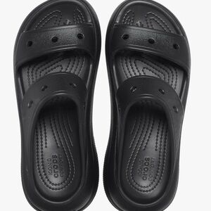 Black Platform Croc Slides